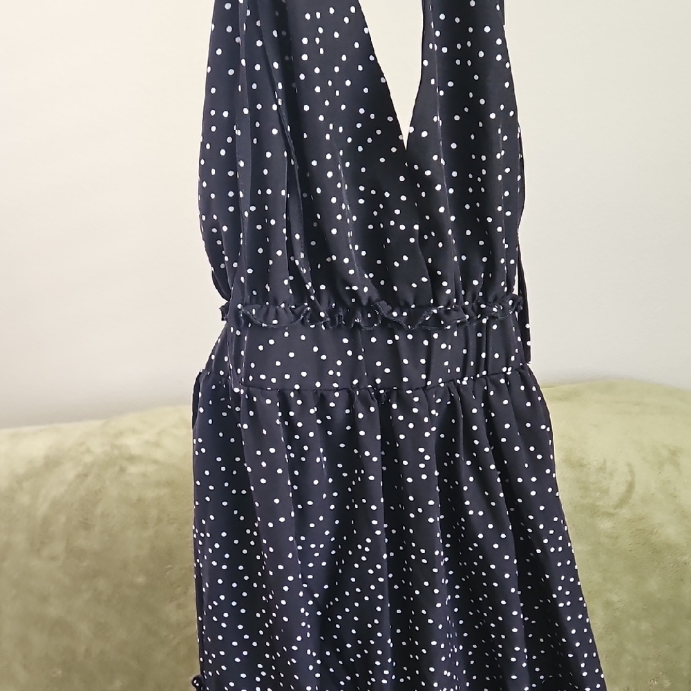 HYFVE Black Polka Dot Halter Dress